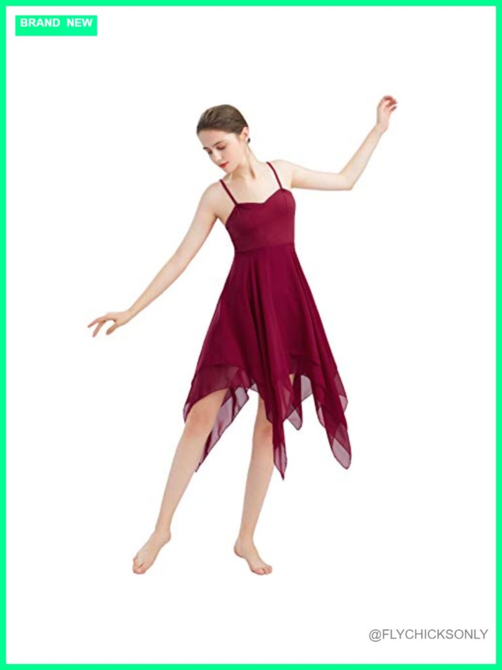 Women's Solid Lyrical Dance Dress Chiffon Halter Backless Flowy